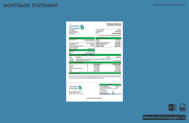Standard Chartered Malaysia – Hypothekenabrechnung (Word- und PDF-Beispiel)